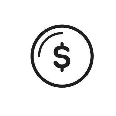 Para simgesi basit tasarımı beyaz arkaplanda izole edildi.