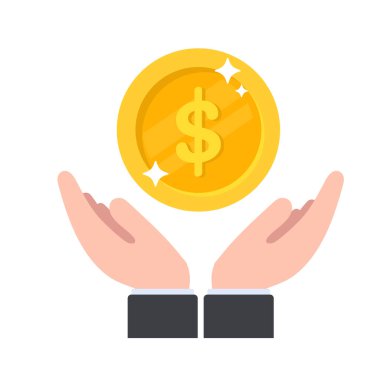 Bir iş adamının elinde bir dolar olan bir iş adamının eli yatırım yapma ve bir şirketin finansal sağlığını koruma kavramı