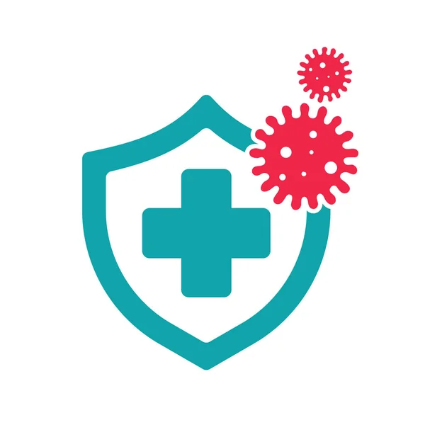 Protección Contra Coronavirus Icono Escudo Virus Aislado Sobre Fondo Blanco — Vector de stock