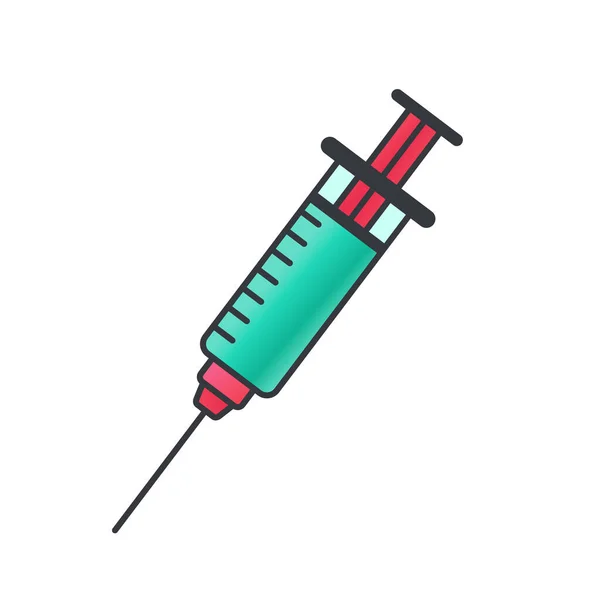 注射器Icon 医用注射器预防和治疗头孢病毒 疾病疫苗概念 — 图库矢量图片