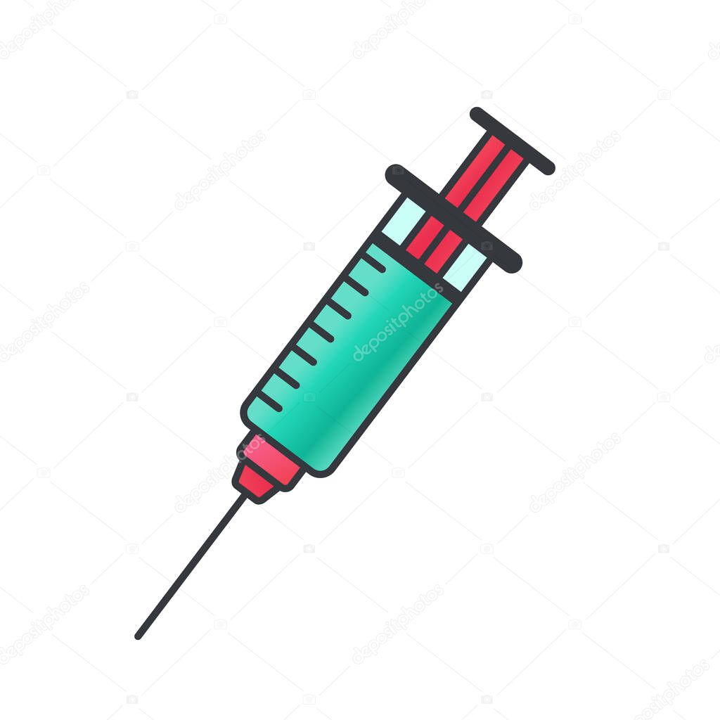 Syringe Icon. Medical syringe to prevent and treat coronavirus. Disease vaccine concept.