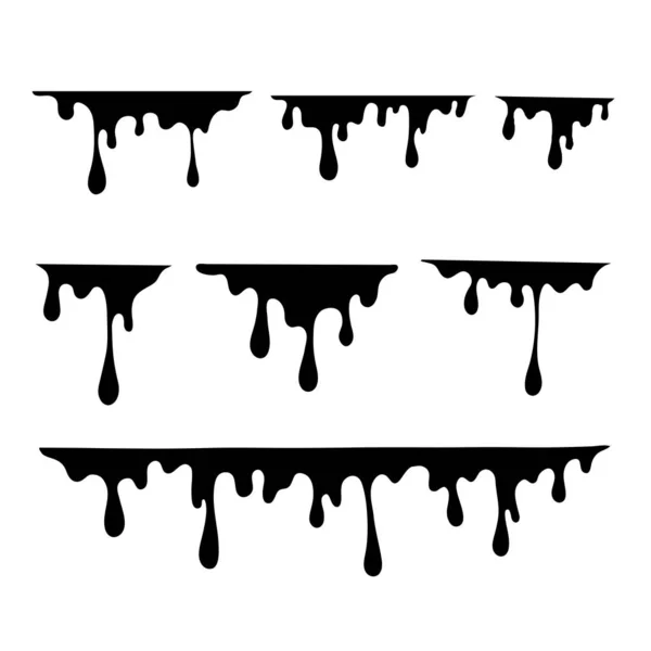 Sombra Las Gotas Tinta Negra Goteando Suelo — Vector de stock