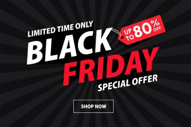Tanıtım fiyatları etiketli basit bir BlackFriday tipografi tasarımı. Ve güzel görünen uzun gölgeler