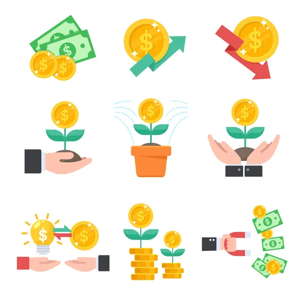 Investment Icon Managing Your Finances Investment Planting Tree Yields Dollar — Stock Vector