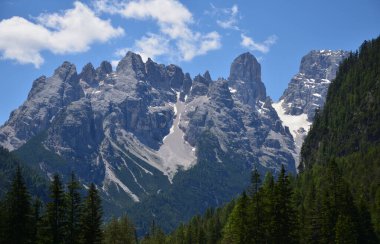 Cristallo Dolomites grubunun bir kısmının önplanı