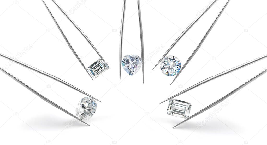 Assorted Diamond Shapes on White Background