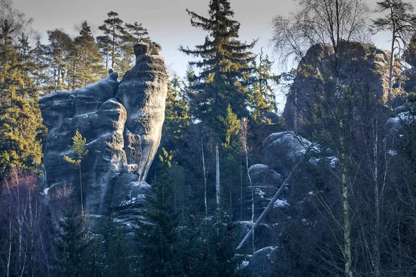 Rochas Perto Parque Nacional Adrpsach Teplice República Checa — Fotografia de Stock