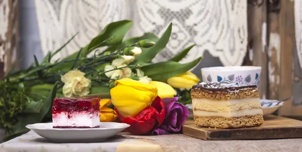 Leckerer Kuchen Zum Valentinstag — Stockfoto