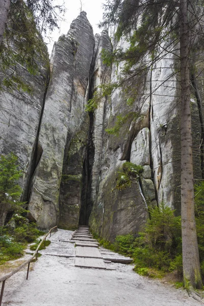 Parque Nacional Adrspach Teplice Rocas Rock Town República Checa —  Fotos de Stock