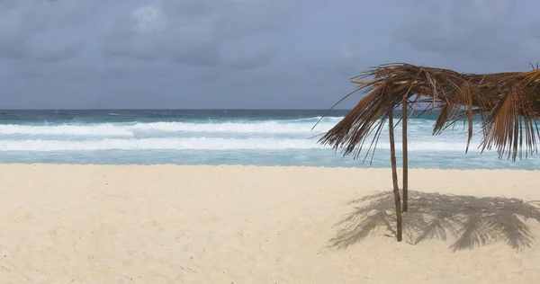 Plage Sur Côte Île Dique Avec Protection Solaire Seychelles — Photo