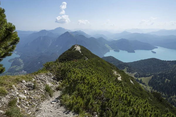 Cruz Cumbre Montaña Herzogstand Baviera Alemania Verano — Foto de Stock