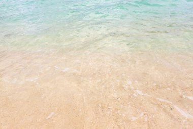 Tropikal plaj arka plan dalga yumuşak ve kum ile