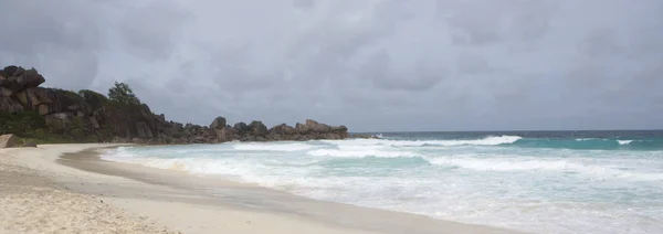 Panorama de la plage de l'île de La Dique, Seychelles — Photo