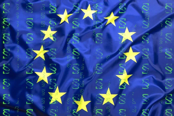 Σημαία της Ευρωπαϊκής Ένωσης με σύμβολα παραγράφων — Φωτογραφία Αρχείου