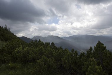 Bavyera dağlarında yağmur duşu