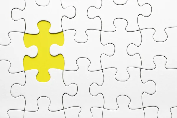 Yellow puzzle piece missing, business concept — ストック写真