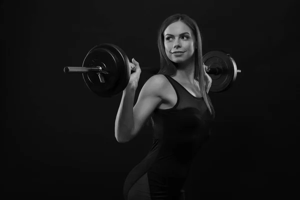 Mujer Levantando Peso Gimnasio — Foto de Stock