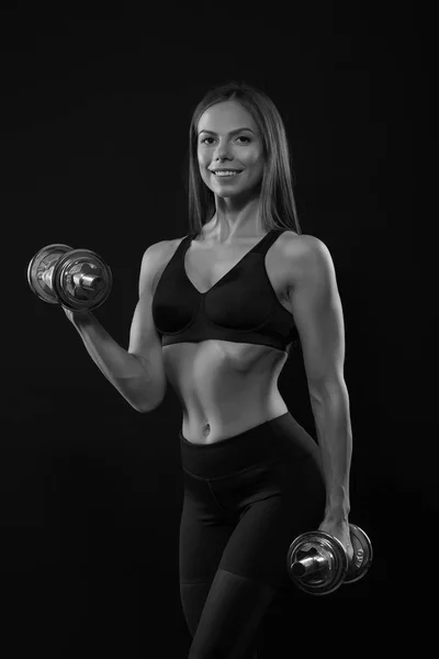 Fitness Žena Sportovní Dělat Cvičení Činkami — Stock fotografie