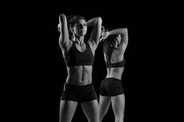 휘트니스 운동복 Dumbells와 연습을 — 스톡 사진