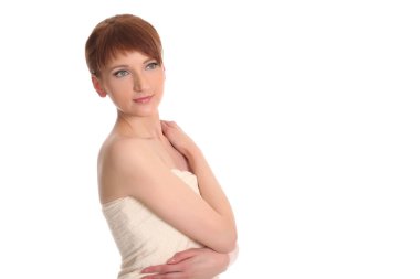 beyaz havlu kadında güzel genç kadın