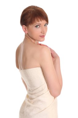 beyaz havlu kadında güzel genç kadın