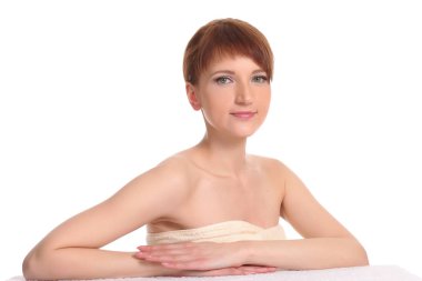 beyaz havlu kadında güzel genç kadın