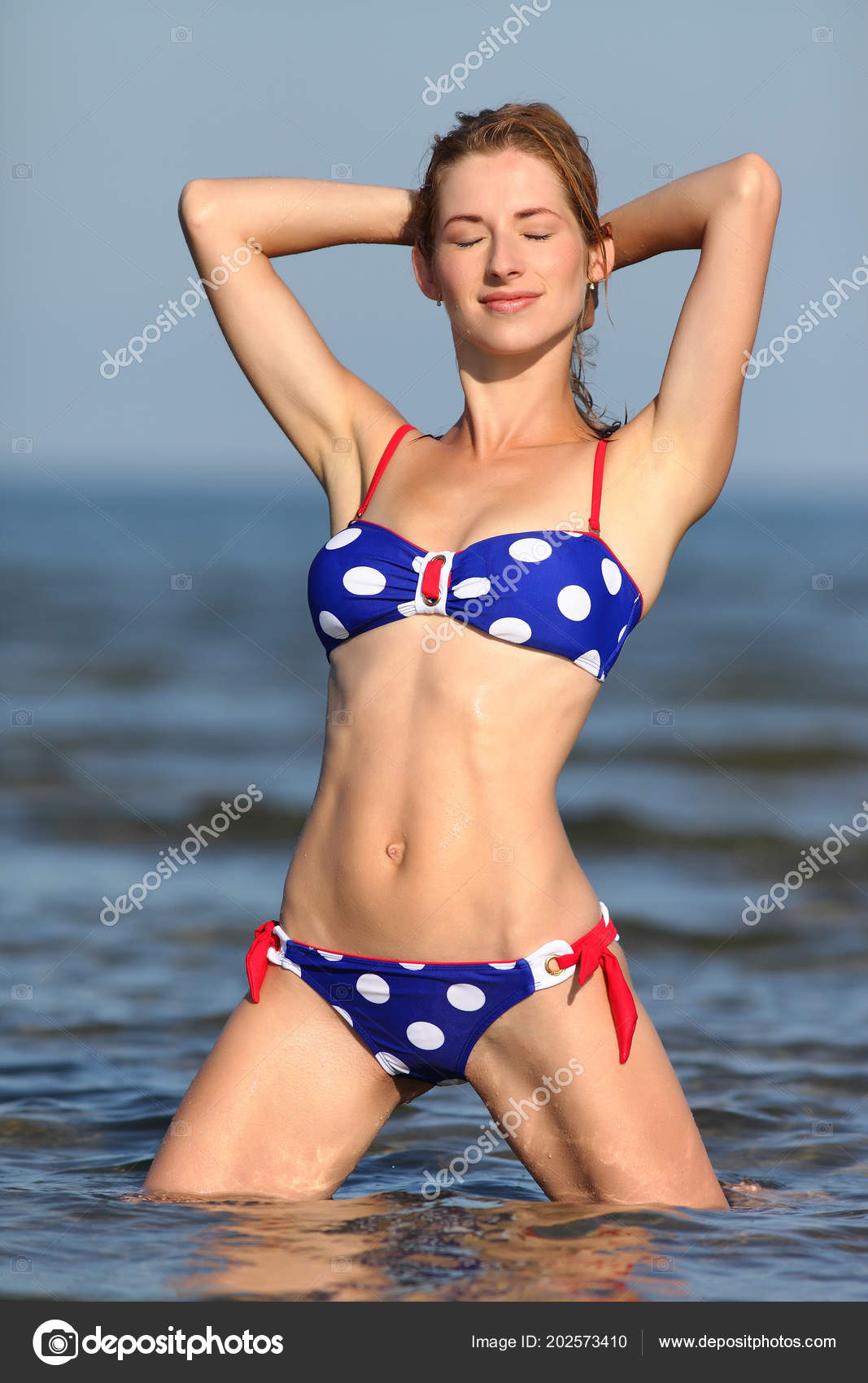 Young Slender Girl Bikini Sea Stock Photo by ©zhagunov 202573410