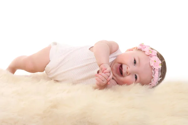 Retrato Bebé Sobre Fondo Blanco —  Fotos de Stock