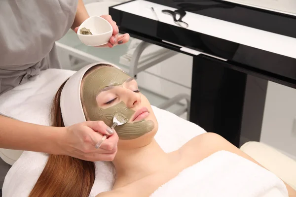 Facial Treatment Young Woman Cosmetology Salon — Stock Photo, Image