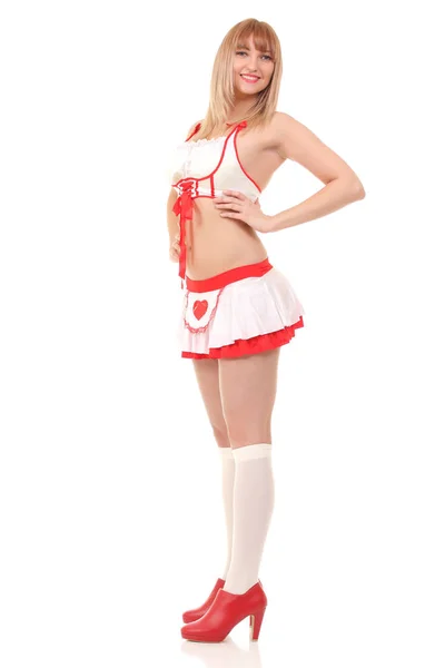 Young Sexy Nurse Suit White Background — Stock Photo, Image