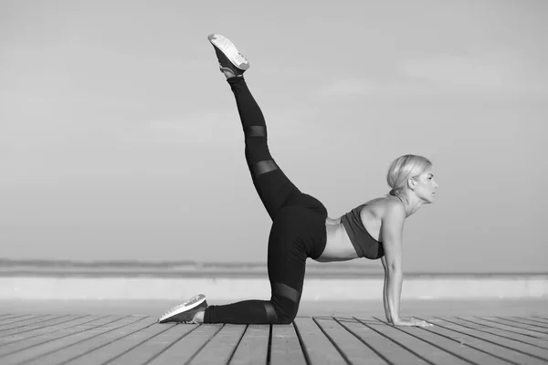 Hermosa Joven Haciendo Ejercicio Concepto Vida Saludable — Foto de Stock