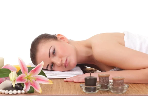 Giovane Bellezza Ragazza Sana Relax Spa — Foto Stock