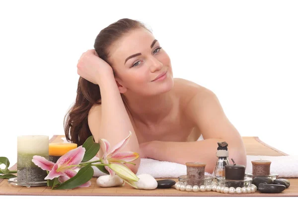 Young Beauty Healthy Girl Relaxing Spa — Stock Photo, Image