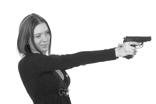 Bella ragazza con pistola — Foto Stock