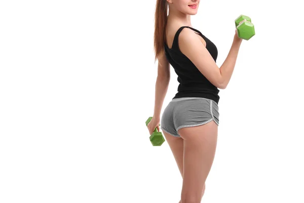 Niza sexy mujer haciendo ejercicio con dumbbell — Foto de Stock