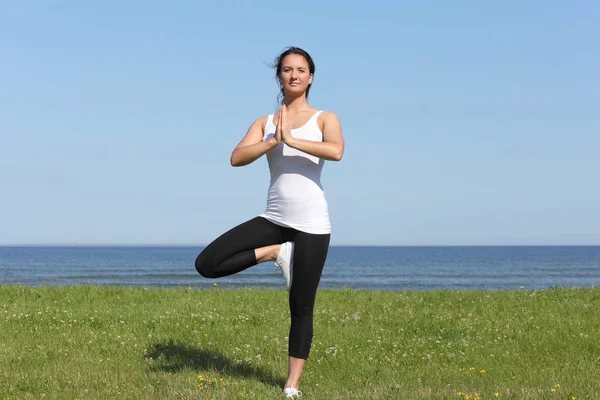 Giovane ragazza atletica sana che fa yoga — Foto Stock