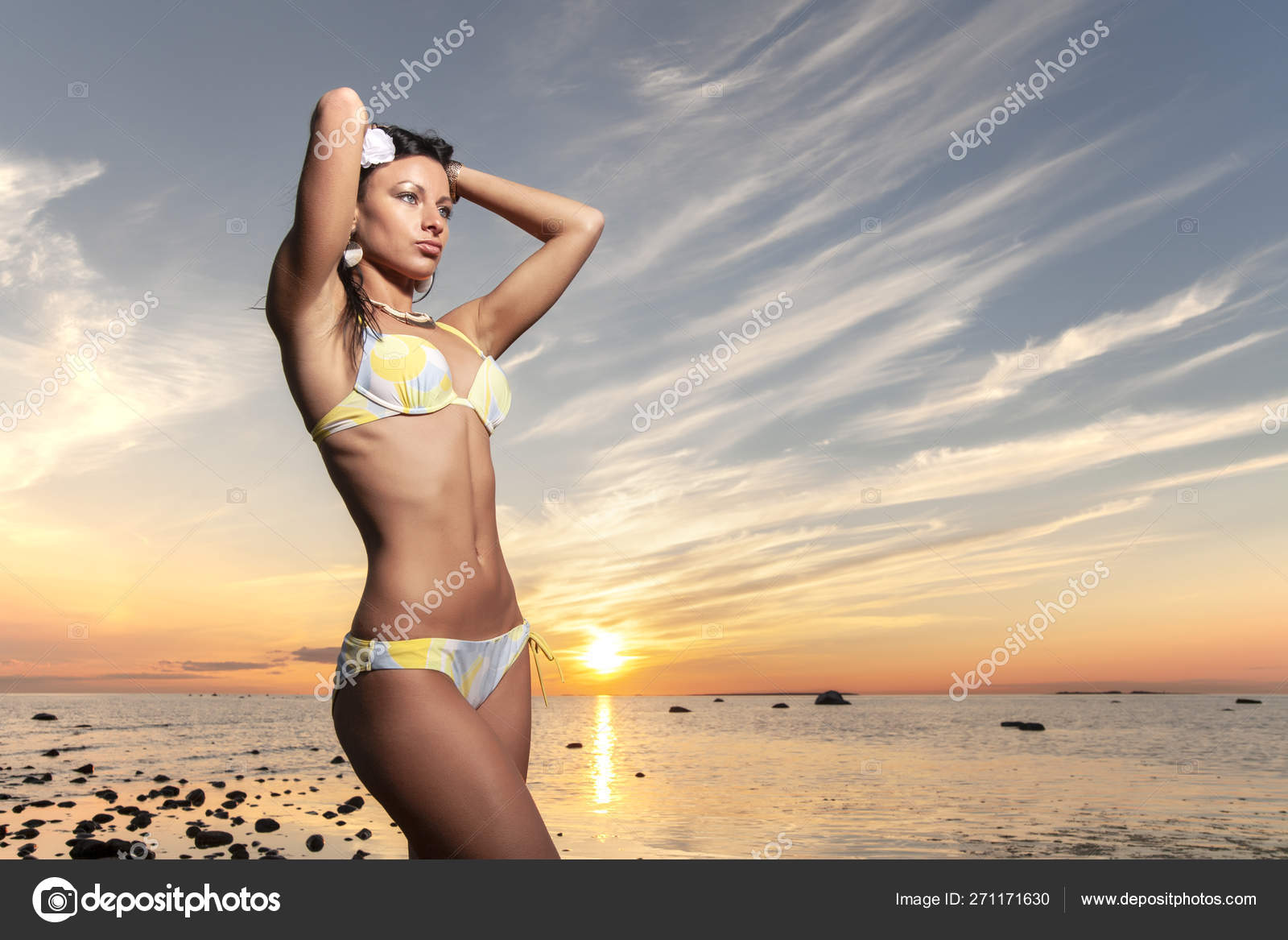 Side View Slim Young Athletic Girl Stock Photo 1388953775