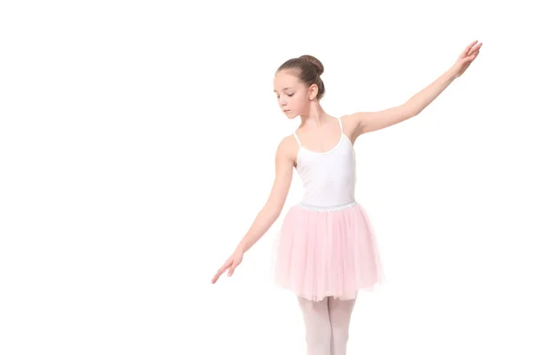 Young girl ballerina posing on white background — Stock Photo, Image