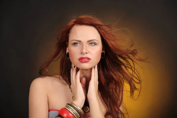 Beautiful red haired woman — Stock Photo, Image