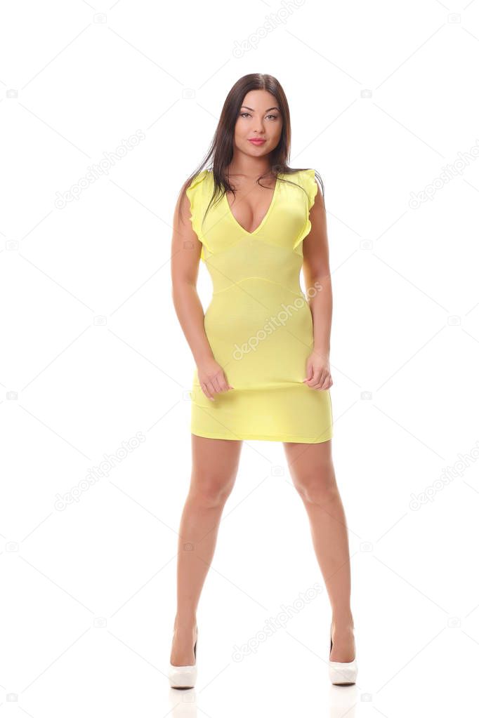 young woman in yellow dress
