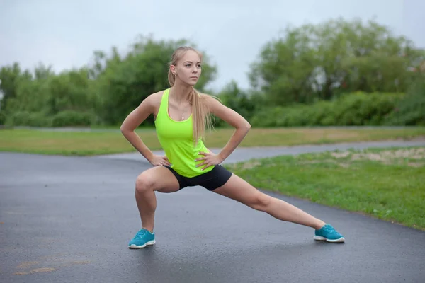 Jeune Fille Mince Sport Séance Entraînement Extérieur — Photo