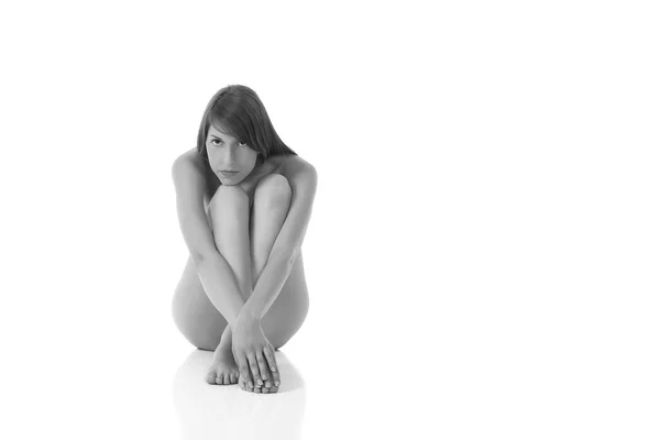 Young Sexy Naked Girl White Background — Stock Photo, Image