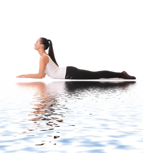 Gesunde Junge Schlanke Frau Praktiziert Yoga — Stockfoto