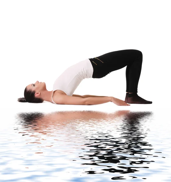 Healthy Young Slim Woman Practising Yoga Exercise — Stock Photo, Image