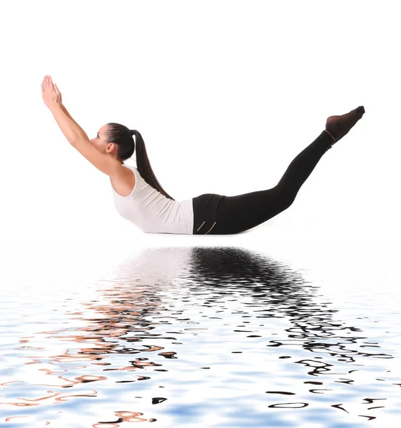 Healthy Young Slim Woman Practising Yoga Exercise — Stock Photo, Image