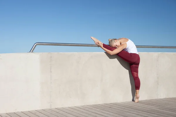 Jeune Fille Sportive Faisant Yoga Des Sports — Photo