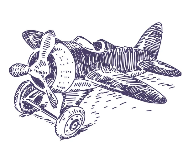 Spielzeug Flugzeug Vektor Hand gezeichnet — Stockvektor