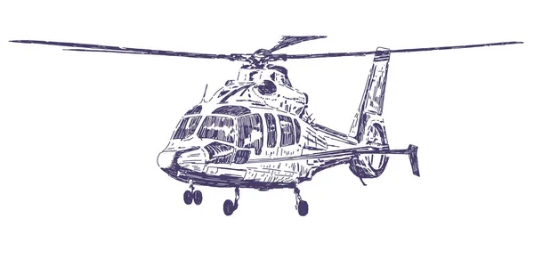 Helikopter hand dras — Stock vektor