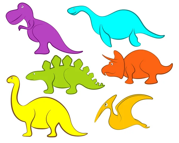 Cartoon Dinosaur Character Set — Stock Vector