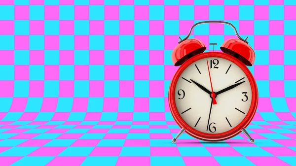 赤い目覚まし時計。3 d のレンダリング — ストック写真